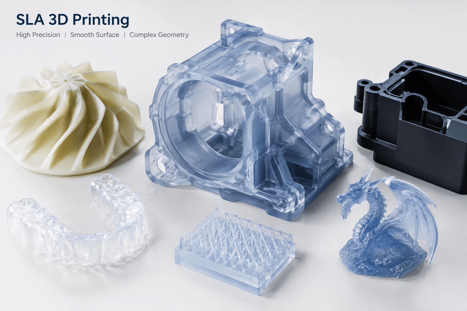 Explore SLA 3D printing for prototype manufacturing, delivering high-precision prototypes with smooth surfaces and complex geometries for product development and design validation.